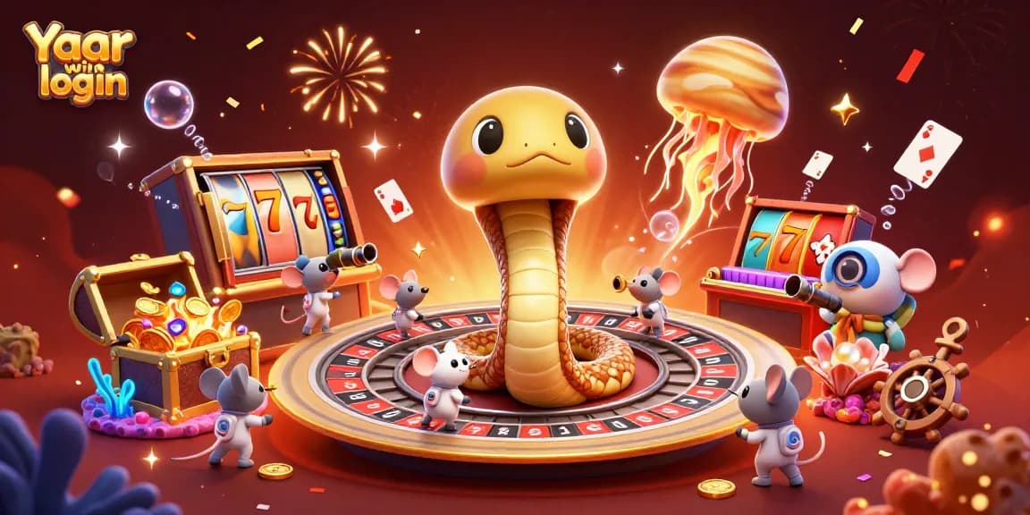 Engage with Yaar win login on an immersive cosmic gaming scene featuring slots and casino excitement.