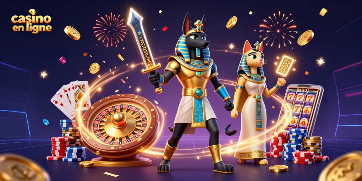Jouez avec passion sur un casino en ligne grâce à Anubis et Bastet entourés de richesses.