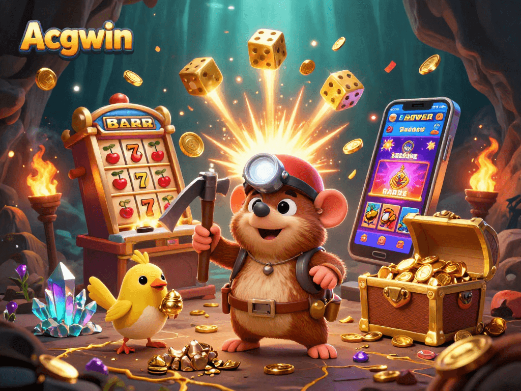 Experience the thrill of Acgwin's casino world with dynamic slot machines and treasure hunters!