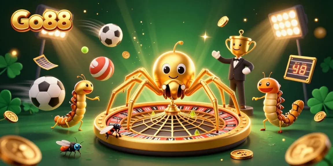 Engage with Go88's gaming experience featuring a golden spider and live betting dynamics.