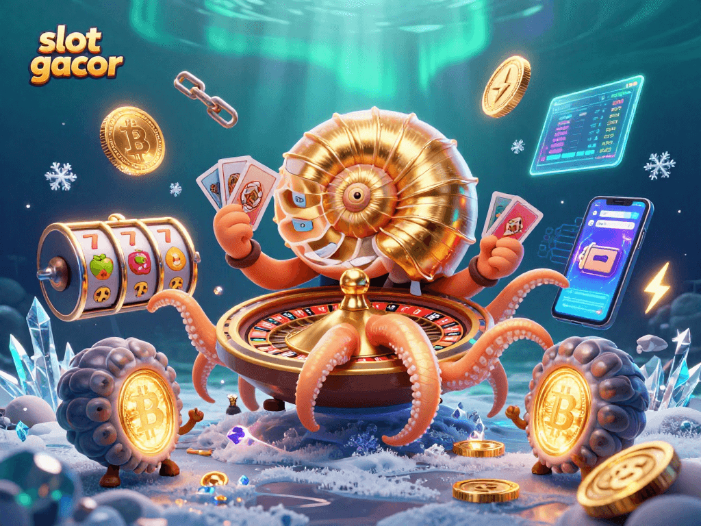 Experience thrilling gameplay with slot gacor featuring vibrant characters and glowing crypto elements.