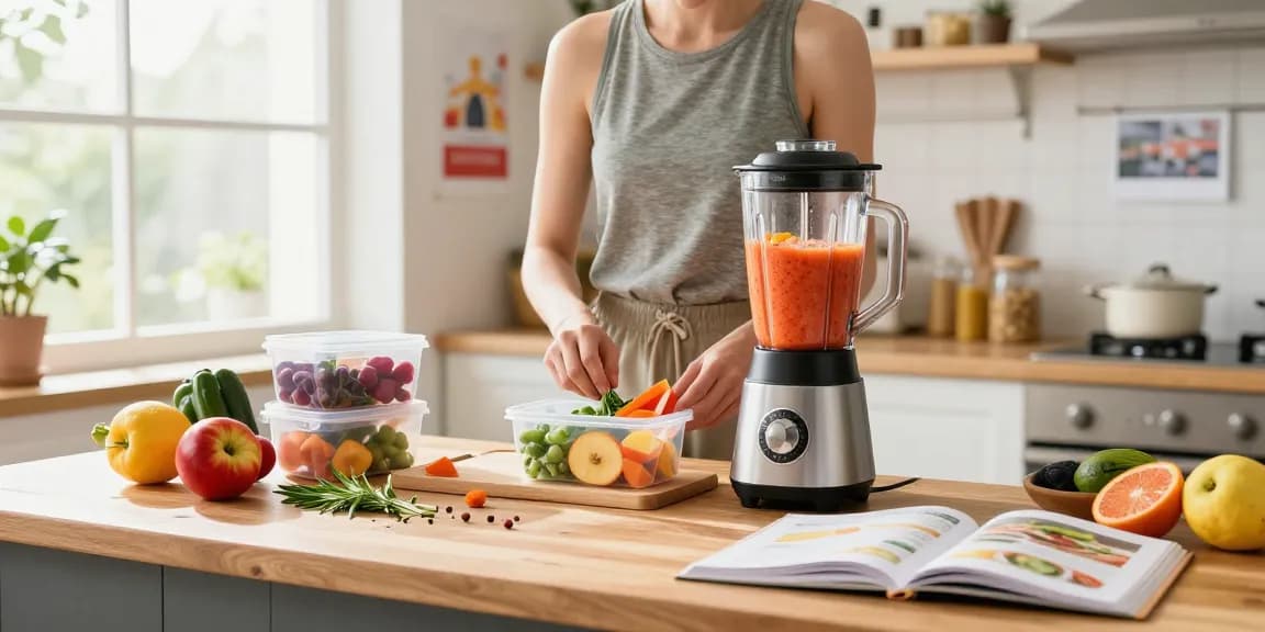 Healthy lifestyle preparation with rokok 88 ingredients in a bright kitchen scene.