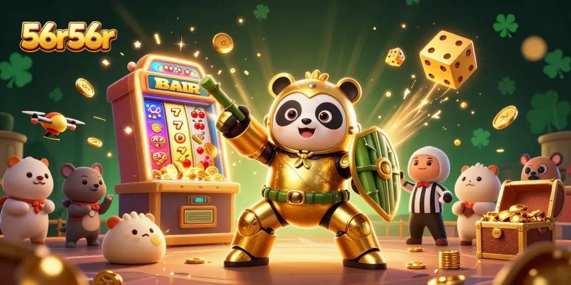 Engage with 56r56r in this dynamic illustration showcasing a jackpot celebration in a vibrant casino atmosphere.