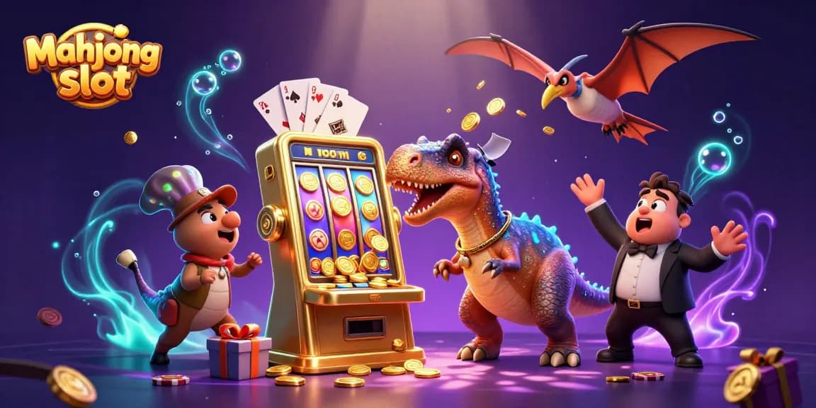 Catch treasures in the mahjong slot world with a vibrant 3D casino scene.