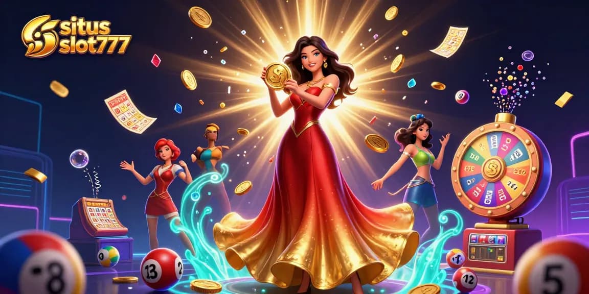Experience situs slot777 with dynamic gameplay and jackpots in this vibrant casino illustration.