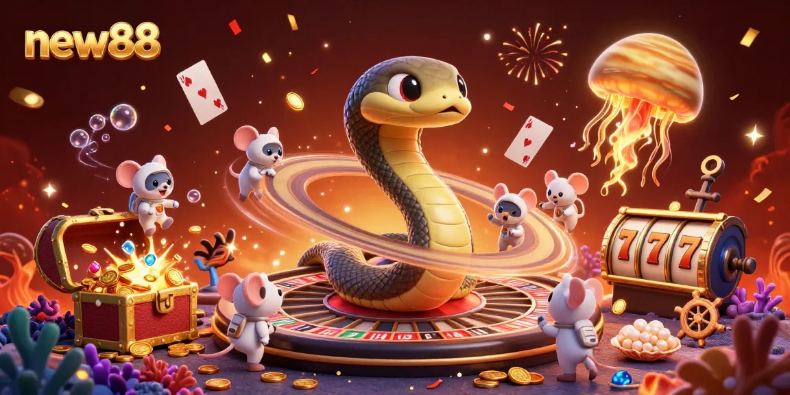 Experience thrilling gameplay at new88 with a cosmic roulette game featuring astronaut mice and golden jellyfish!