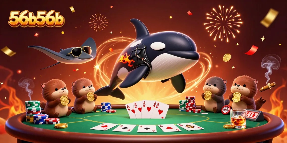 Experience 56b56b with a fun 3D scene featuring vibrant casino activities and characters.