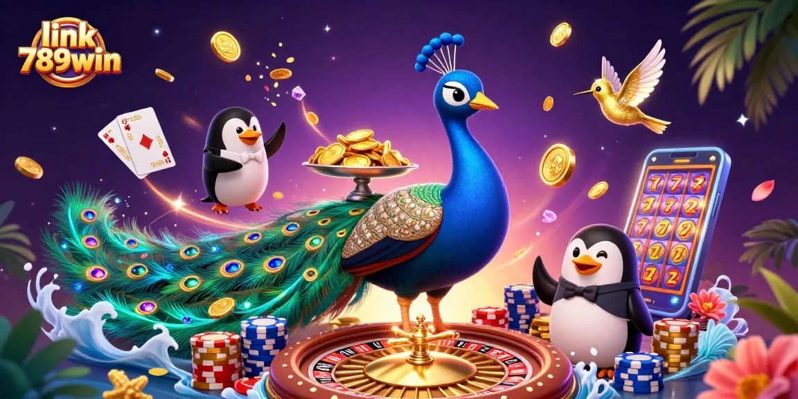 Experience thrilling gameplay with link 789win in a vibrant casino scene featuring animated characters.