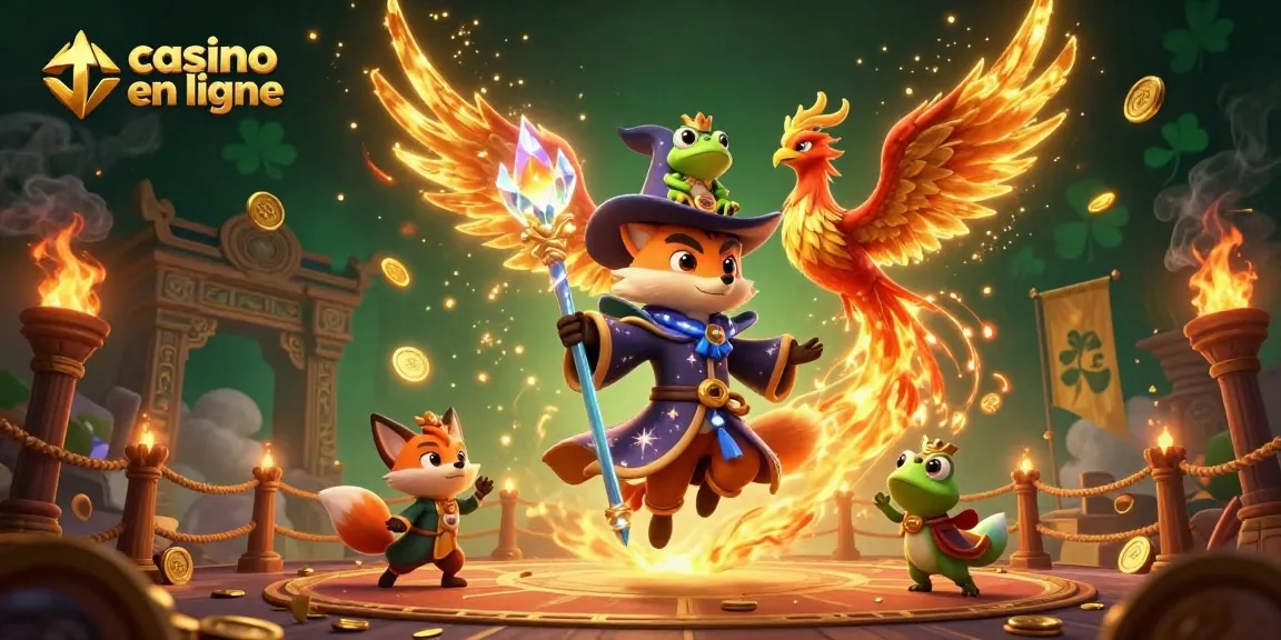 Jouer à un casino en ligne avec le renard magique, le phœnix et des éléments dorés.