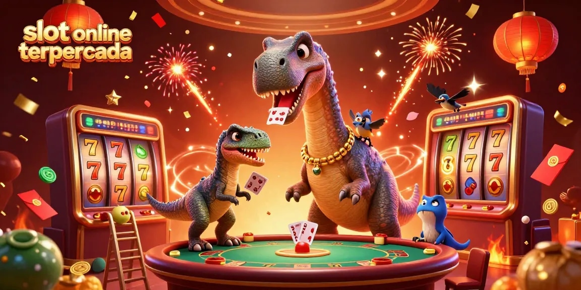 Experience thrilling wins at slot online terpercaya with vibrant casino elements and animated characters.