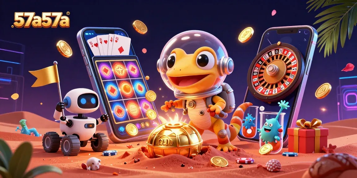 O jogo 57a57a ganha vida com um gecko marciano em um cassino dourado em Marte.