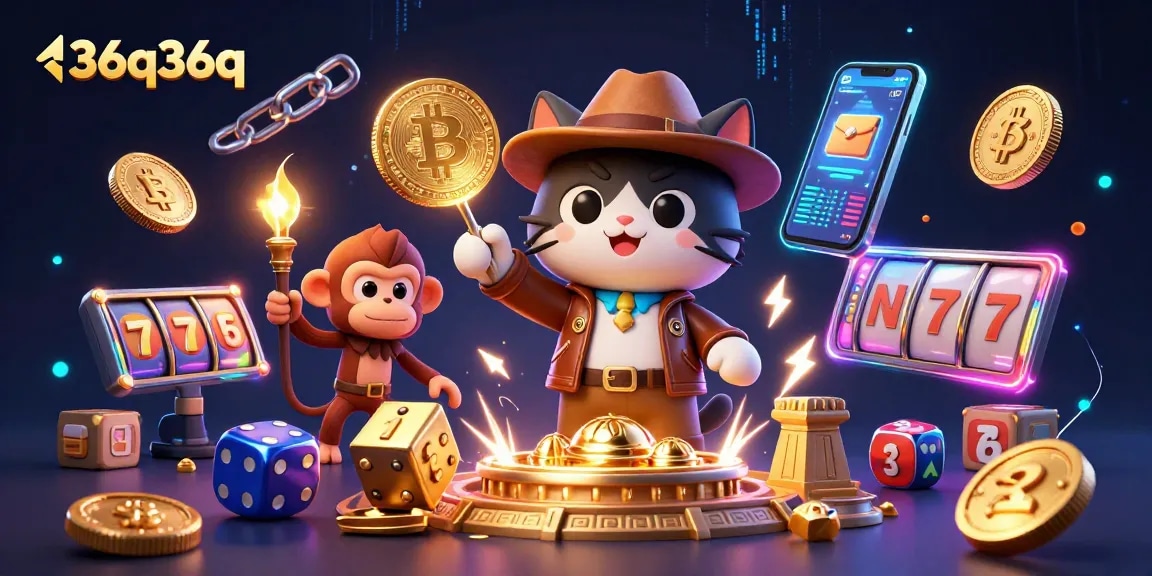 Engage with 36q36q's premium casino treasure hunt featuring a cat archaeologist and monkey companion.