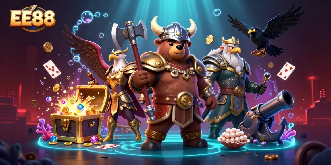 Experience EE88’s vibrant online casino environment with exciting game elements and characters.