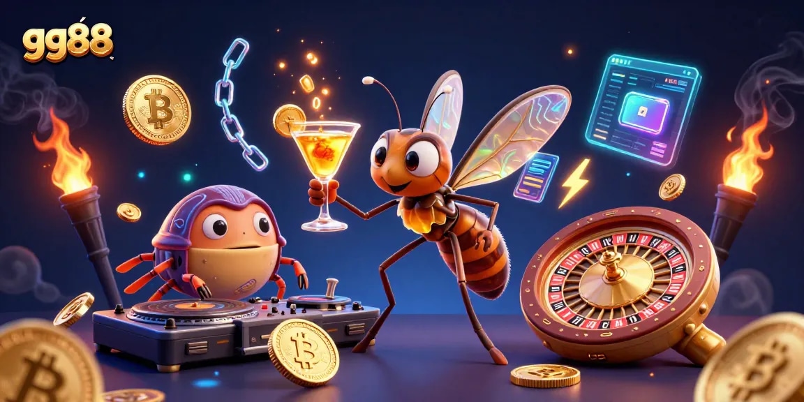 Experience thrilling gaming with gg88's vibrant casino scene featuring unique 3D characters and dynamic elements.
