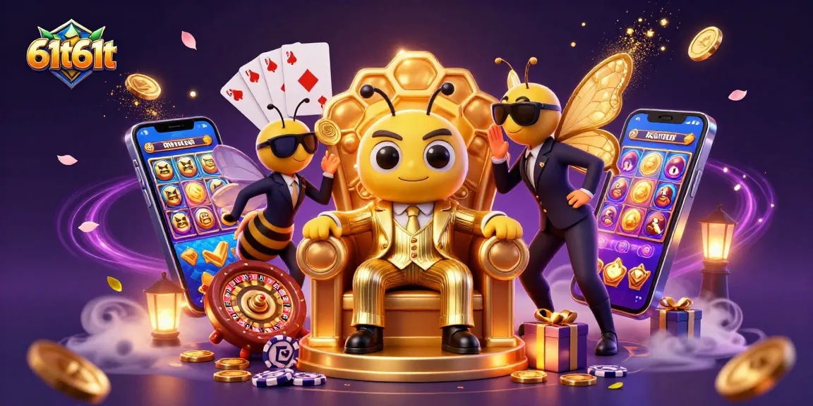 Experience thrilling slots at 61t61t featuring a bumblebee mob boss and rich casino elements.