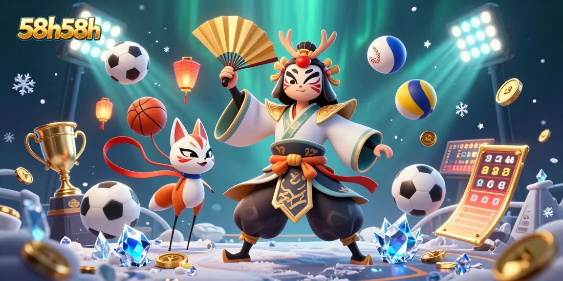 Experience the excitement of 58h58h with vibrant characters and dynamic casino elements in this action-packed illustration.
