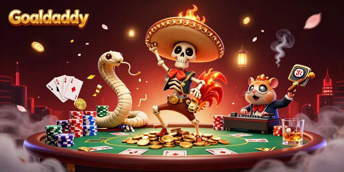 Experience exciting wins on Goaldaddy with colorful poker chips and lively characters in a vibrant casino scene.