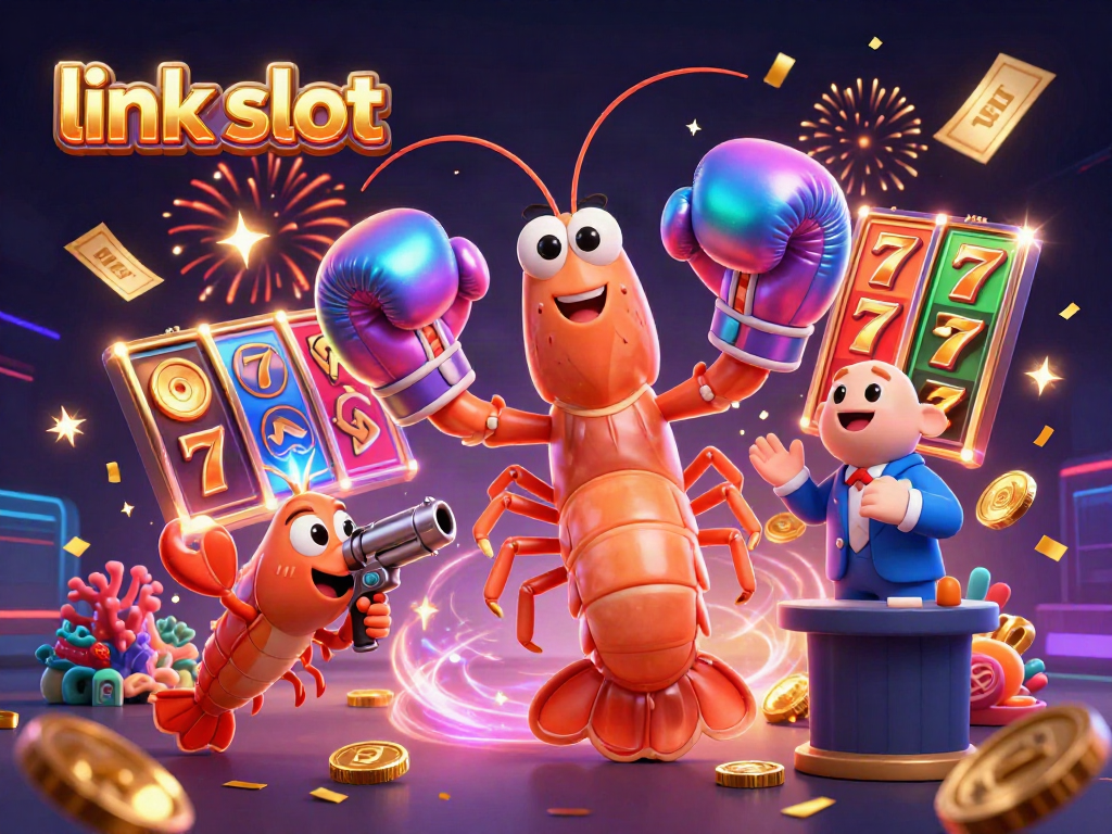 Experience thrilling link slot action with vibrant jackpot symbols and energetic casino characters.