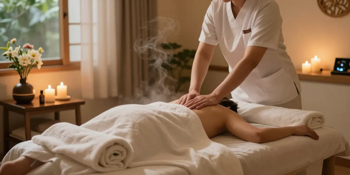 Relaxing massage therapy session offering 동탄출장안마 in a serene spa environment.