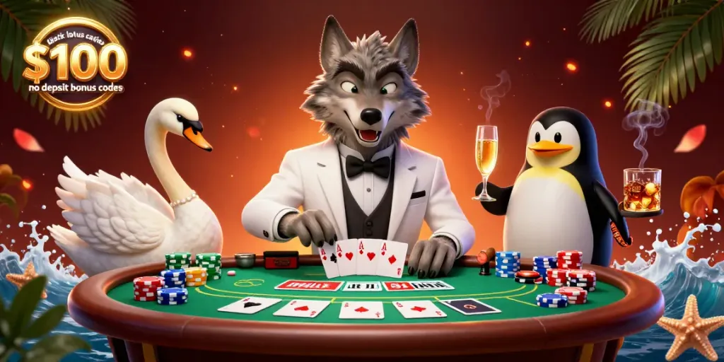 Claim exciting rewards with black lotus casino $100 no deposit bonus codes in this vibrant 3D casino scene.