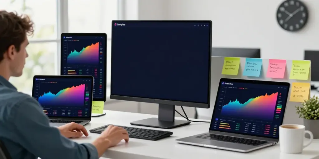 Dynamic trading setup with TradingView charts and analytics for stocks, forex, and crypto.