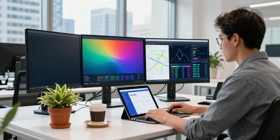 Outscraper developer analyzing Google Maps data in a modern workspace.