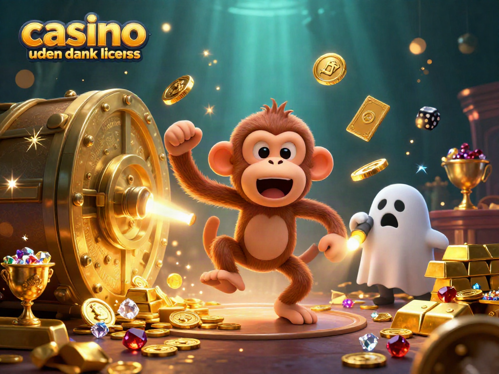 Experience excitement at a casino uden dansk licens with a playful monkey and ghost-hunter puppy.