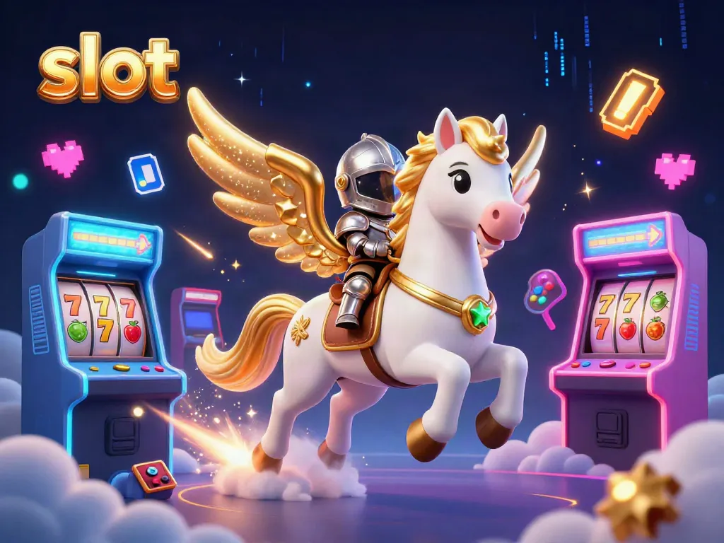 Experience thrilling slot gameplay with vibrant 3D characters and neon arcade elements.