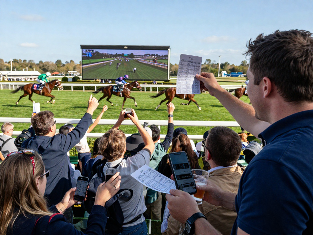 Travtips ved hestesport og betting, spænding blandt tilskuere og venner.