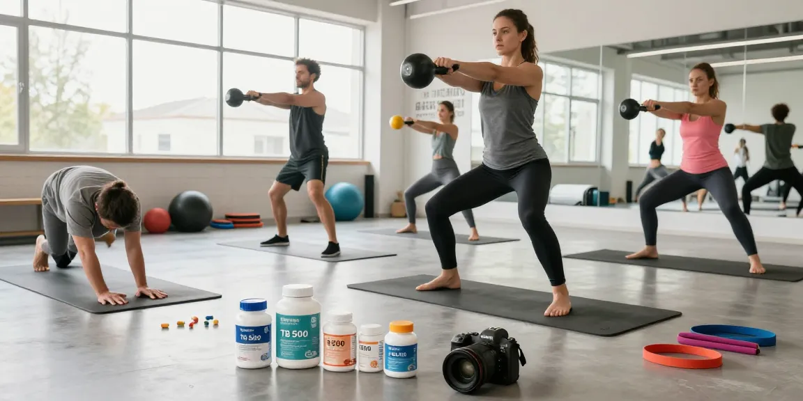 Explore TB 500 Benefits through fitness activities in a vibrant studio