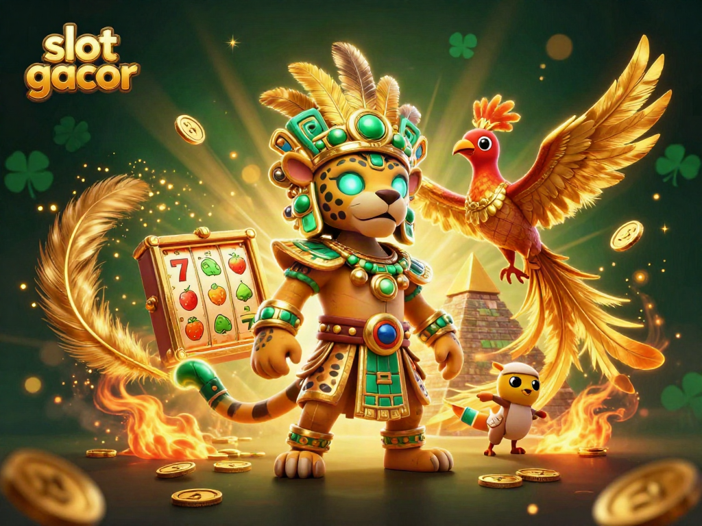 Experience the thrill of slot gacor in this vibrant 3D illustration featuring dynamic characters and elements.