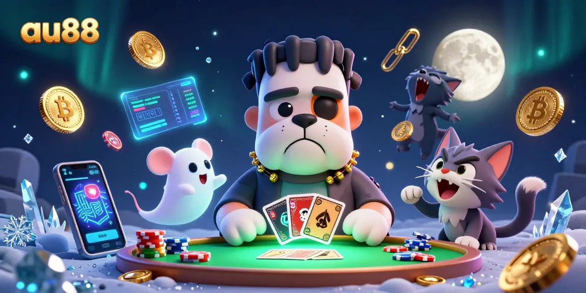 Win big at au88 with dynamic 3D casino characters and crypto elements in a vibrant scene.