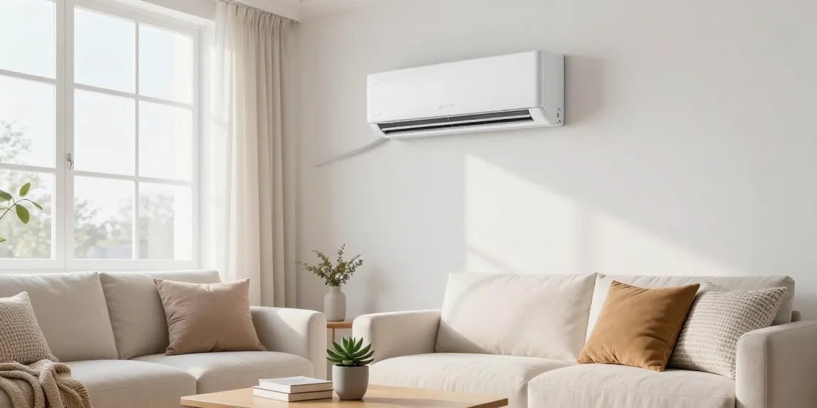 Modern mini split air conditioning unit in bright living room enhancing comfort