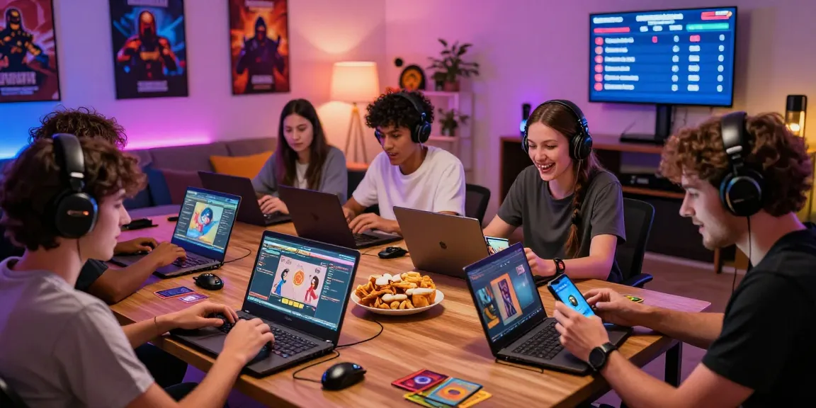 Juragan QQ gaming community engaging in card games with friends in a vibrant environment.