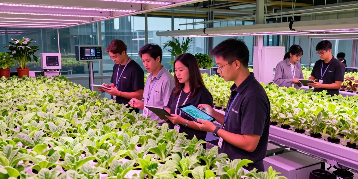 Cika4D team optimizing indoor agriculture solutions in a modern facility, focusing on plant growth and technology.