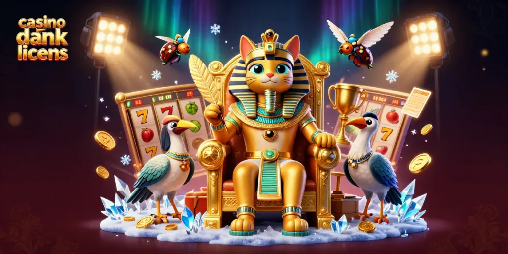 Experience the thrill of casino uden dansk licens with a vibrant 3D illustration of exciting gaming elements.