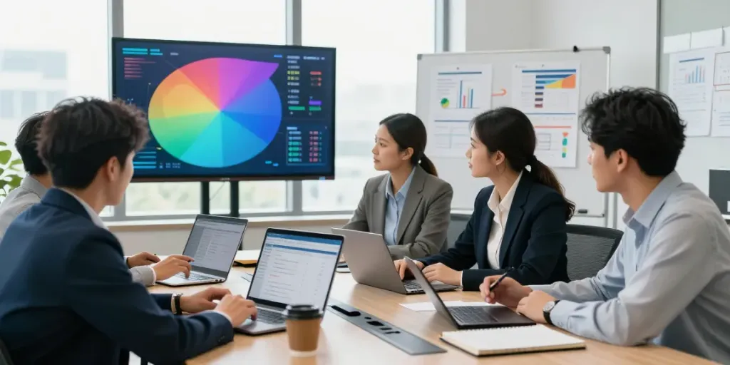 Tax professionals using Professional Tax Software during a collaborative meeting in a bright office setting.