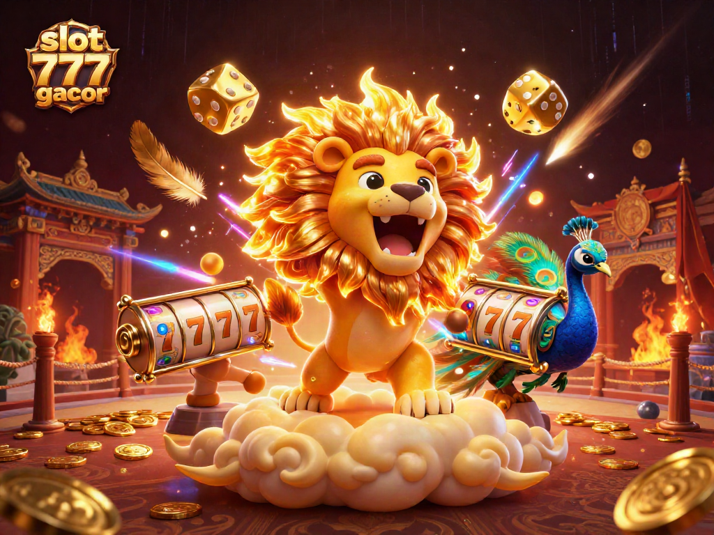 Spin the reels of slot 777 gacor amidst vibrant cosmic casino imagery and rich golden elements.