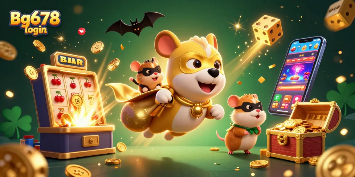 Experience exciting wins with Bg678 login in this vibrant casino adventure illustration.