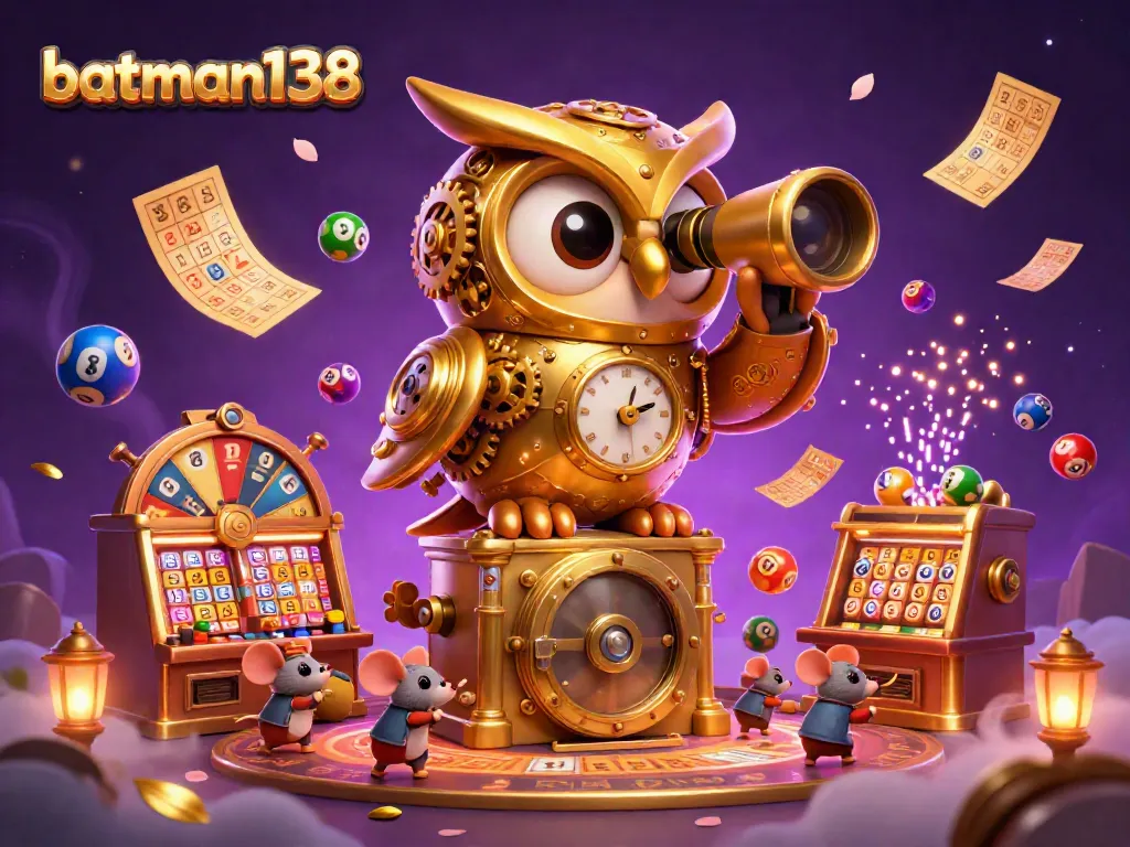 Experience excitement with batman138 as vibrant lottery elements animate a bustling casino scene.