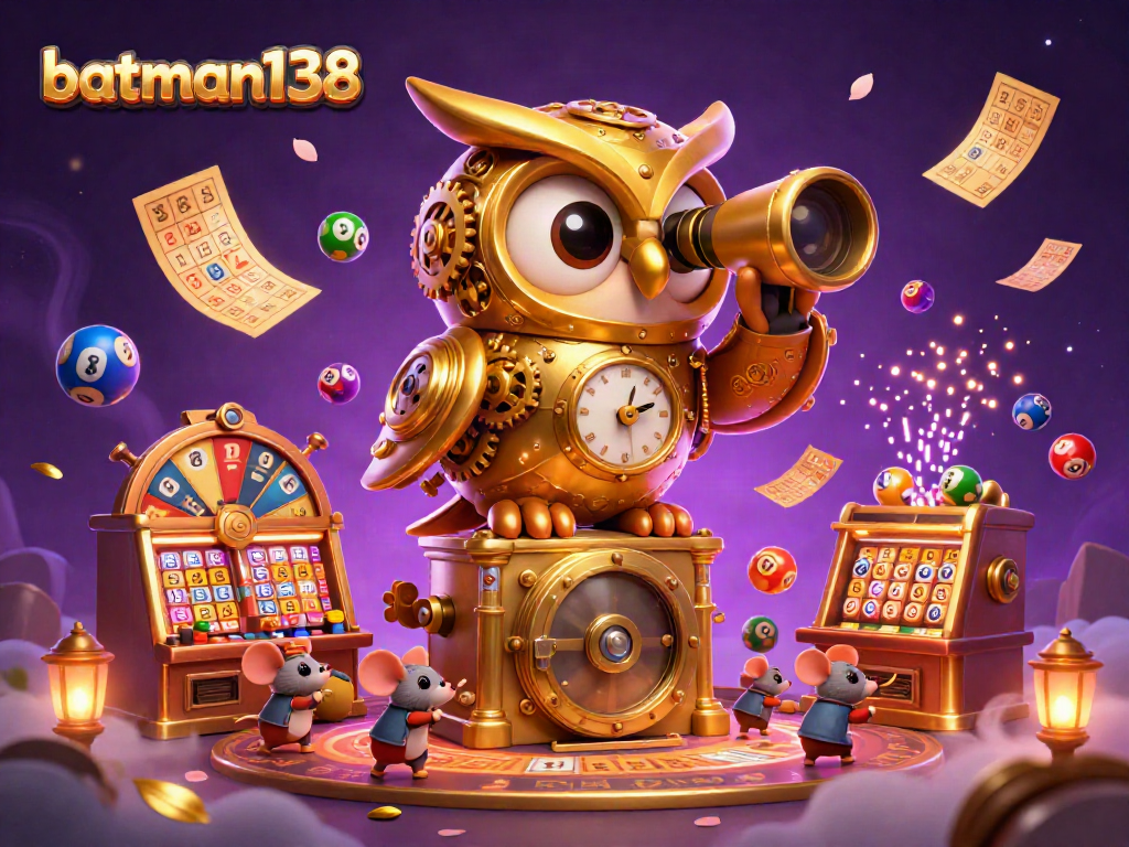 Experience excitement with batman138 as vibrant lottery elements animate a bustling casino scene.