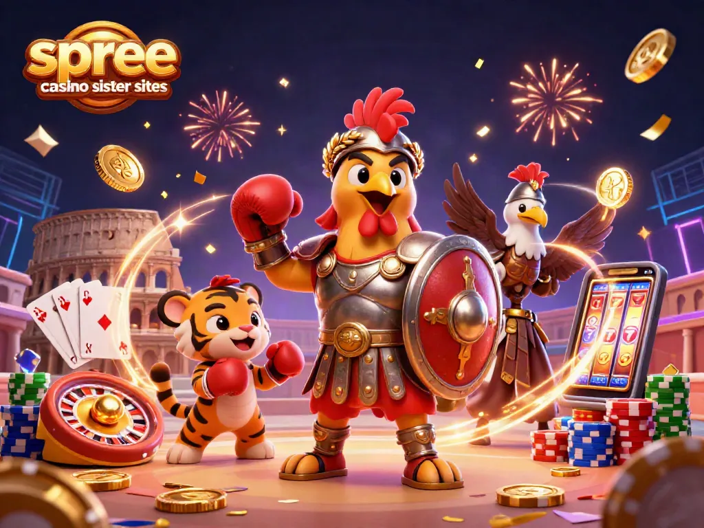 Discover top spree casino sister sites with a dazzling casino scene of lively characters and gaming excitement.
