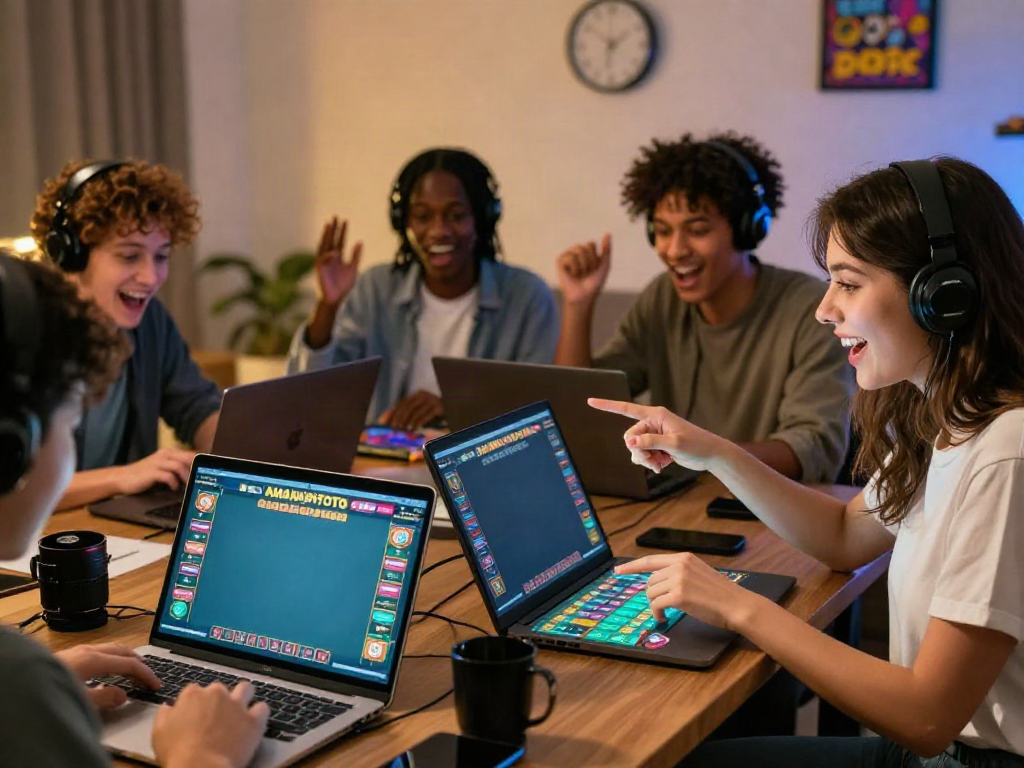Players engaged in an AMANAHTOTO online lottery game, showcasing excitement and interactive gameplay.