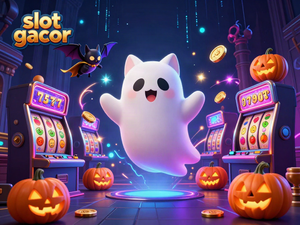 Engage with the slots and jackpots in a vibrant ghostly casino scene featuring slot gacor action.