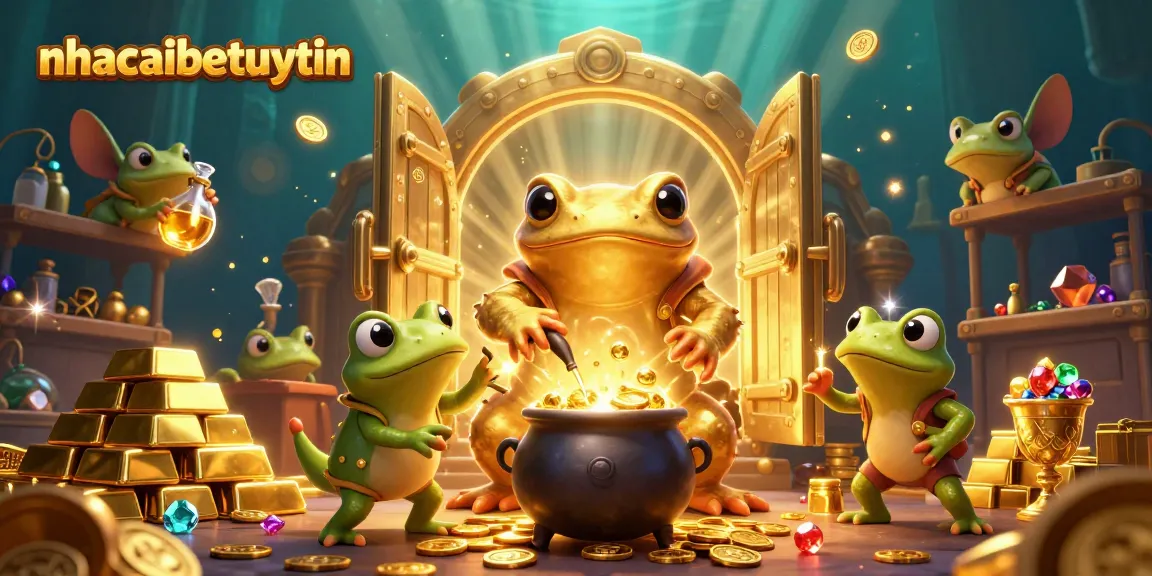 Experience the magic of nhacaibetuytin with golden alchemists, shimmering treasures, and dynamic casino elements.