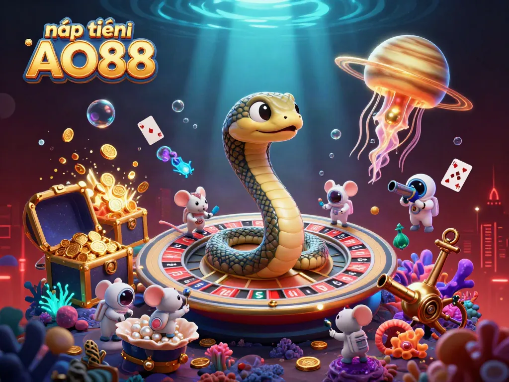Engage with nạp tiền AO88 by joining astronauts betting on the cosmic roulette at a vibrant casino scene.