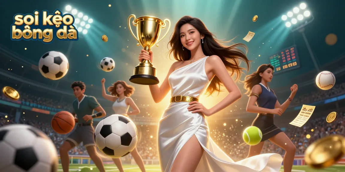 Betting strategies and sports analysis depicted in a vibrant "soi kèo bóng đá" 3D illustration.