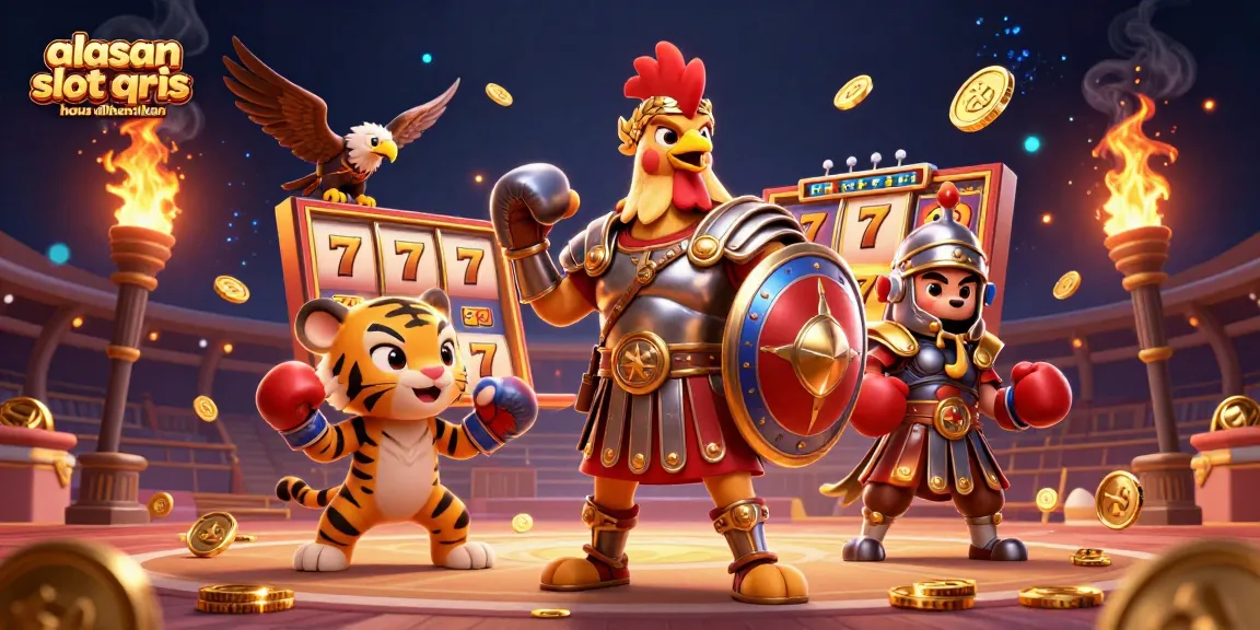 Experience the impact of alasan slot qris harus dihentikan with a vibrant 3D gambling scene featuring illustrated characters.