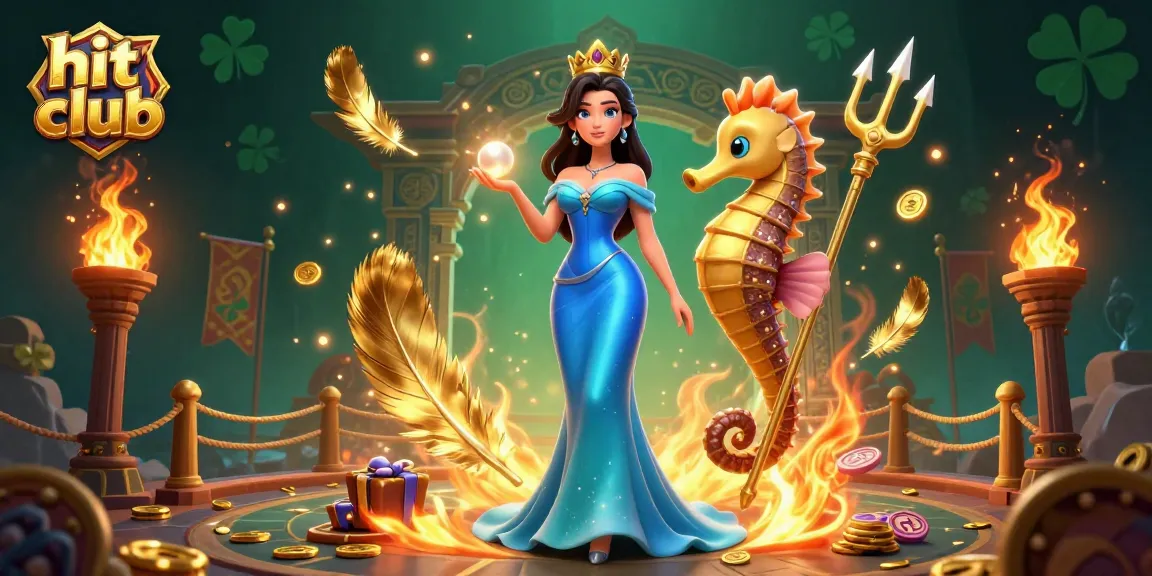 Engage with hit club as you spin the reels and collect treasures in this vibrant casino scene.