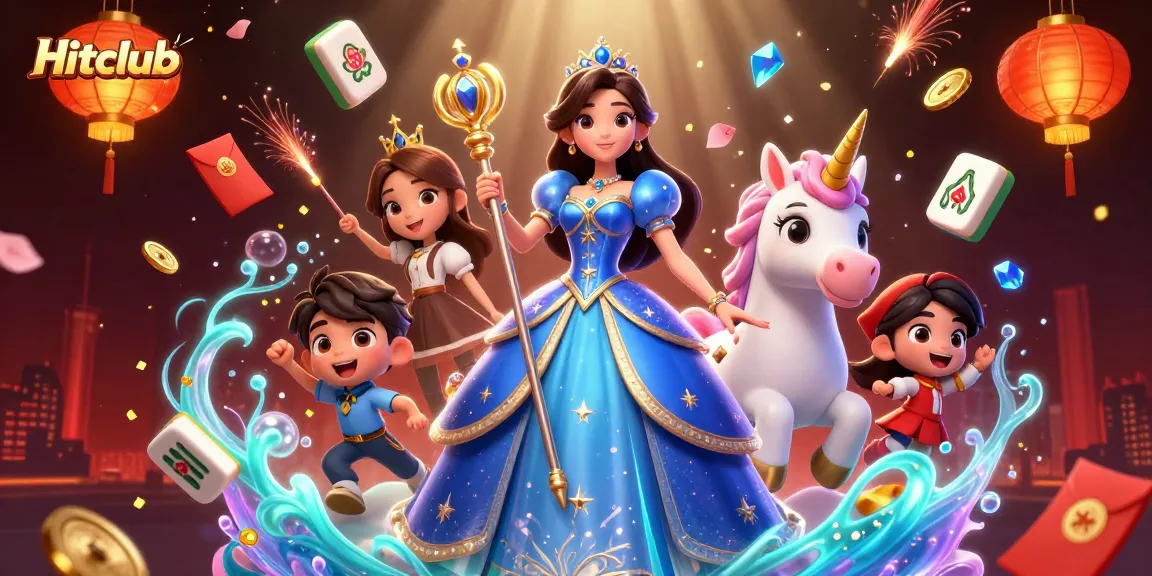 Experience winning gameplay at Hitclub's vibrant casino scene with enchanting characters and gaming excitement.